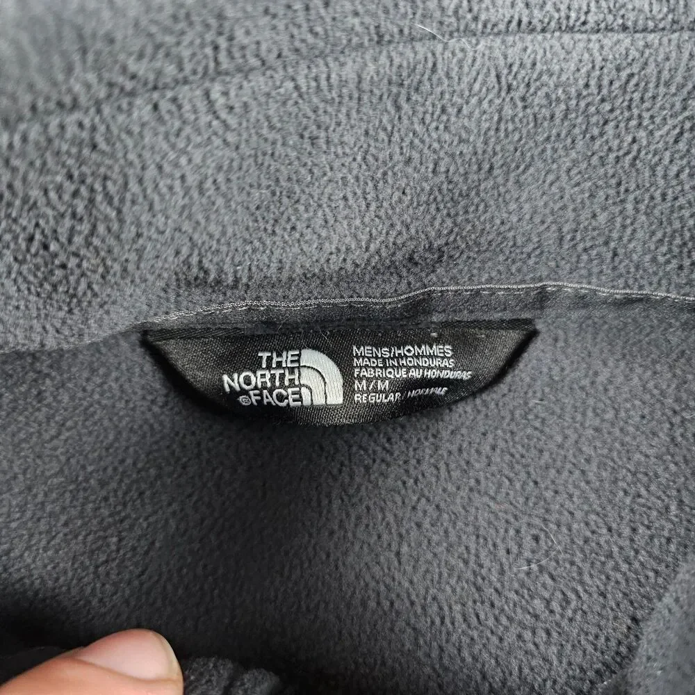 North Face Sweater Mens Medium Gray Fleece Pullover 1/4 Zip Hike Camping Casual